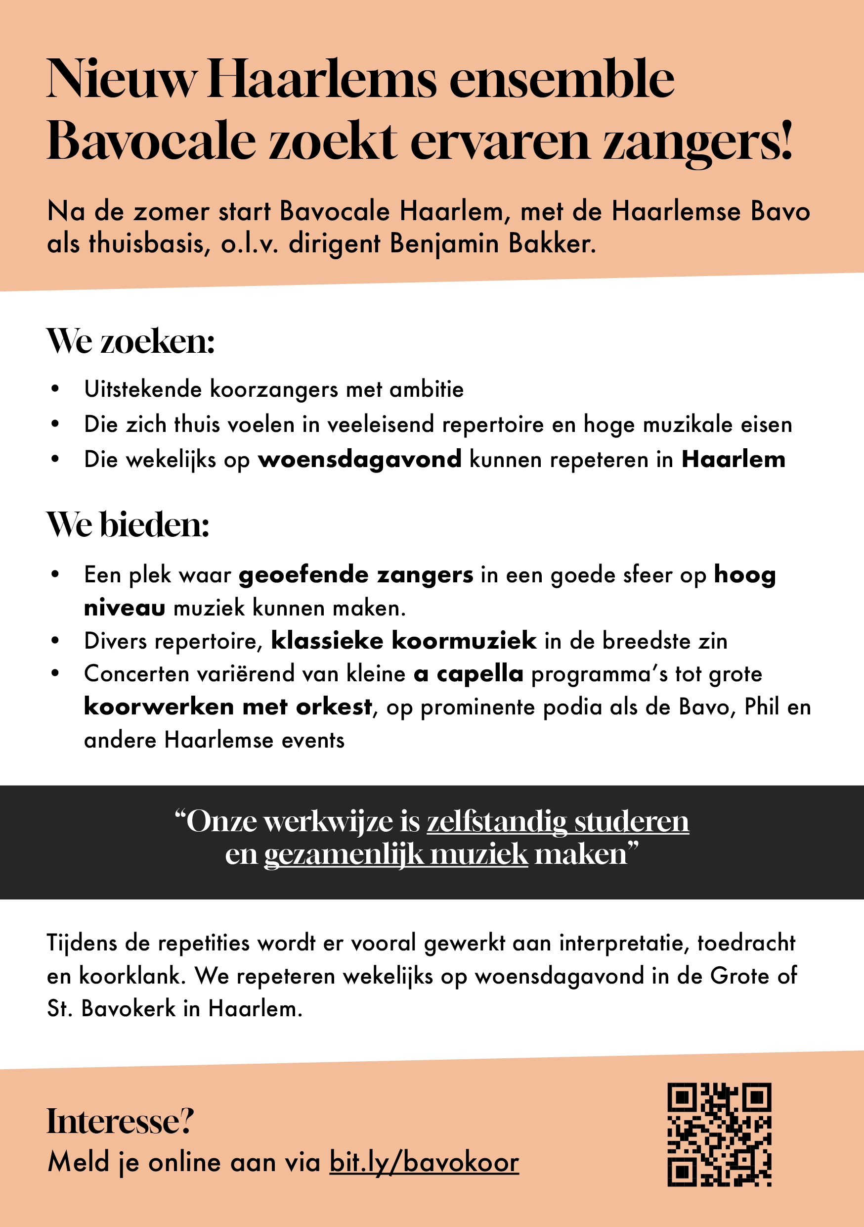 Nieuw Haarlems ensemble Bavocale zoekt ervaren zangers! Interesse? Meld je online aan!